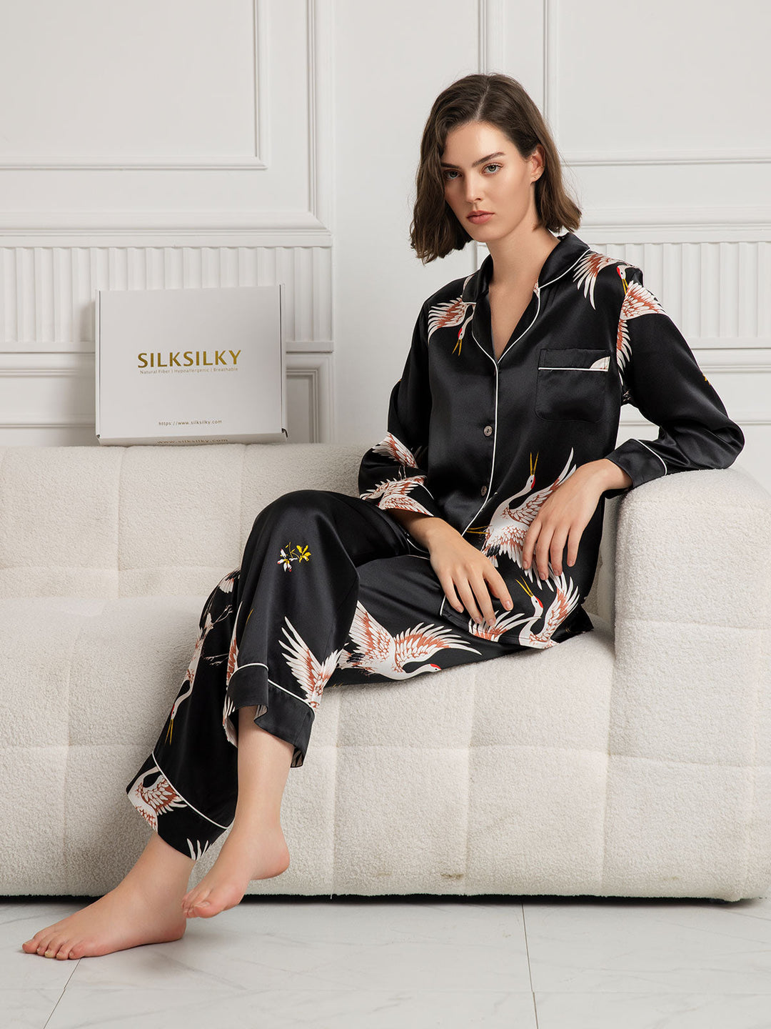 Ailith - Verfijnde Binding Trim Dames Pyjama Set