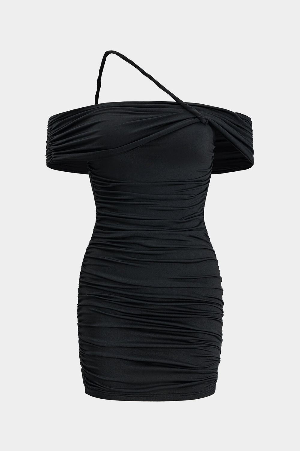 Gerimpelde Off Shoulder Cut Out Mini Jurk