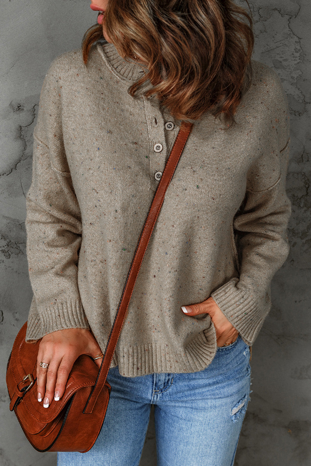 Kleurrijke Exposed Seam Henley Trui | Geribbelde Trui met Knopen | Casual & Chic Lange Mouwen