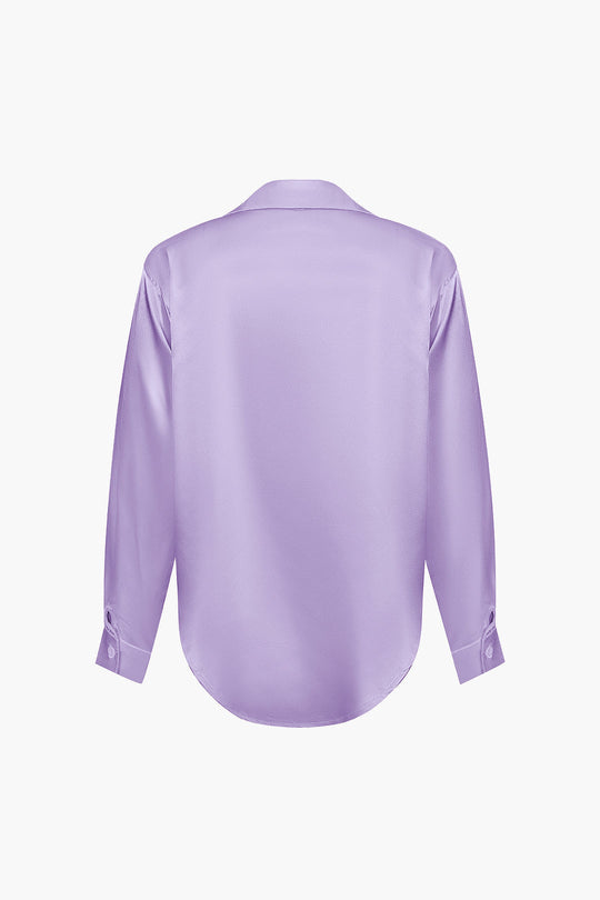 Lillian - Basis Effen Satijnen Dames Langsleeve Shirt