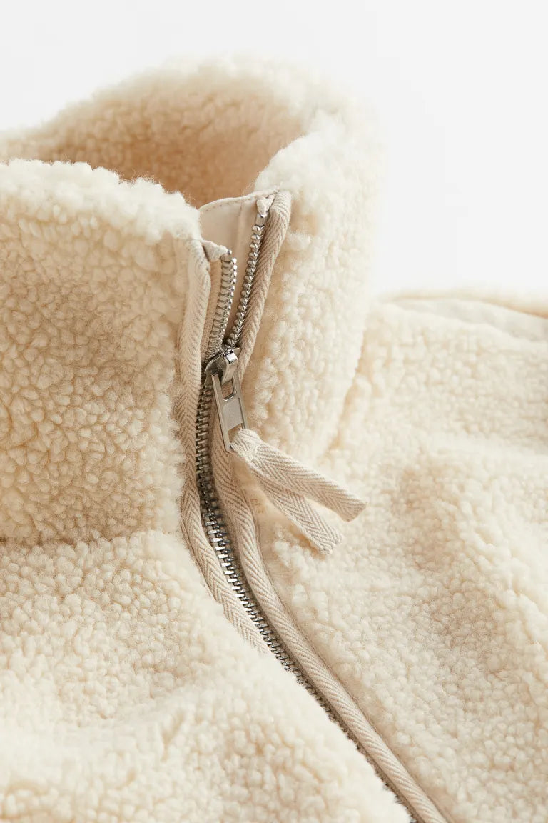 Dames Oversized Fleece Jas met Rits en Hoge Kraag | Comfortabele Pluche Winterjas