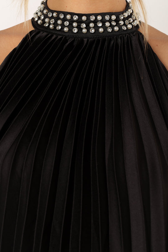 Lizzy Halterneck Mini Jurk - Zwart