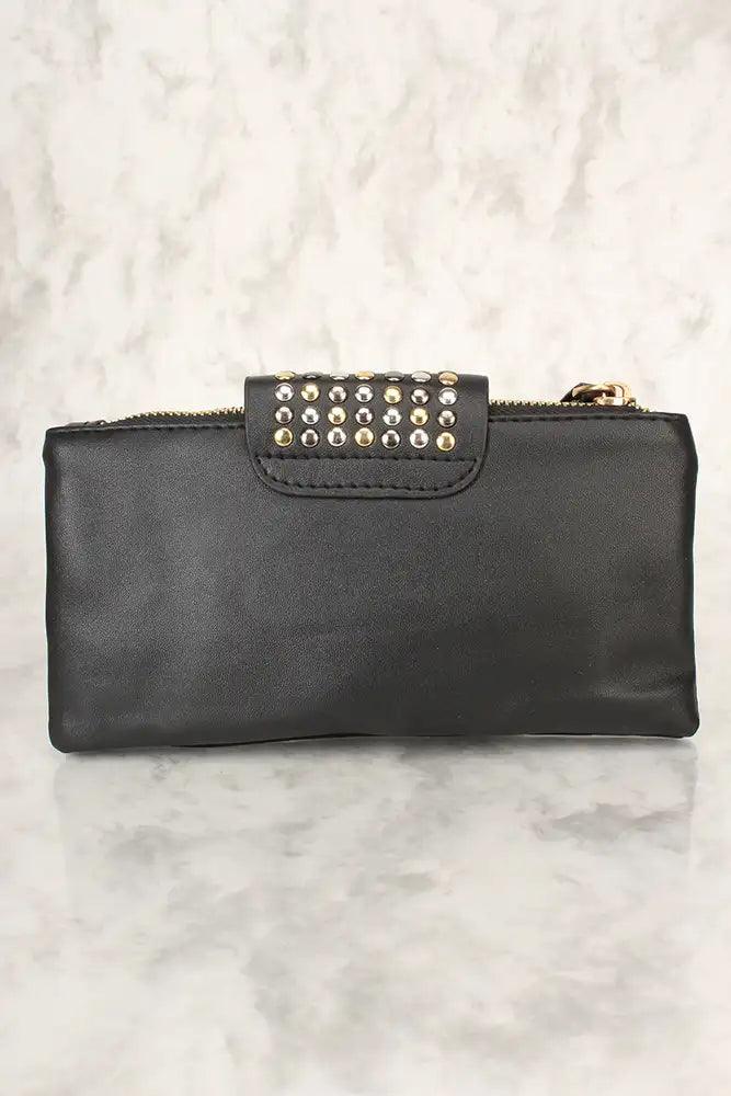 Sexy Zwarte Faux Leren Clutch met Bead Detail – Stijlvol & Subtiel Glanzend