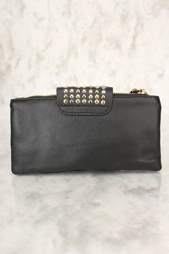 Sexy Zwarte Faux Leren Clutch met Bead Detail – Stijlvol & Subtiel Glanzend